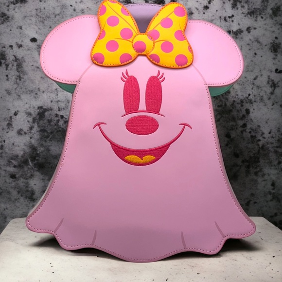 Pastel Ghost Minnie Mouse Glow-in-the-Dark Backpack and Matching Zip Wal… - Picture 4 of 9